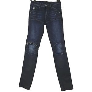 G-Star Raw 5620 Biker Jean Woman 29/32 Blue Mid Rise Skinny Cotton Stretch Denim